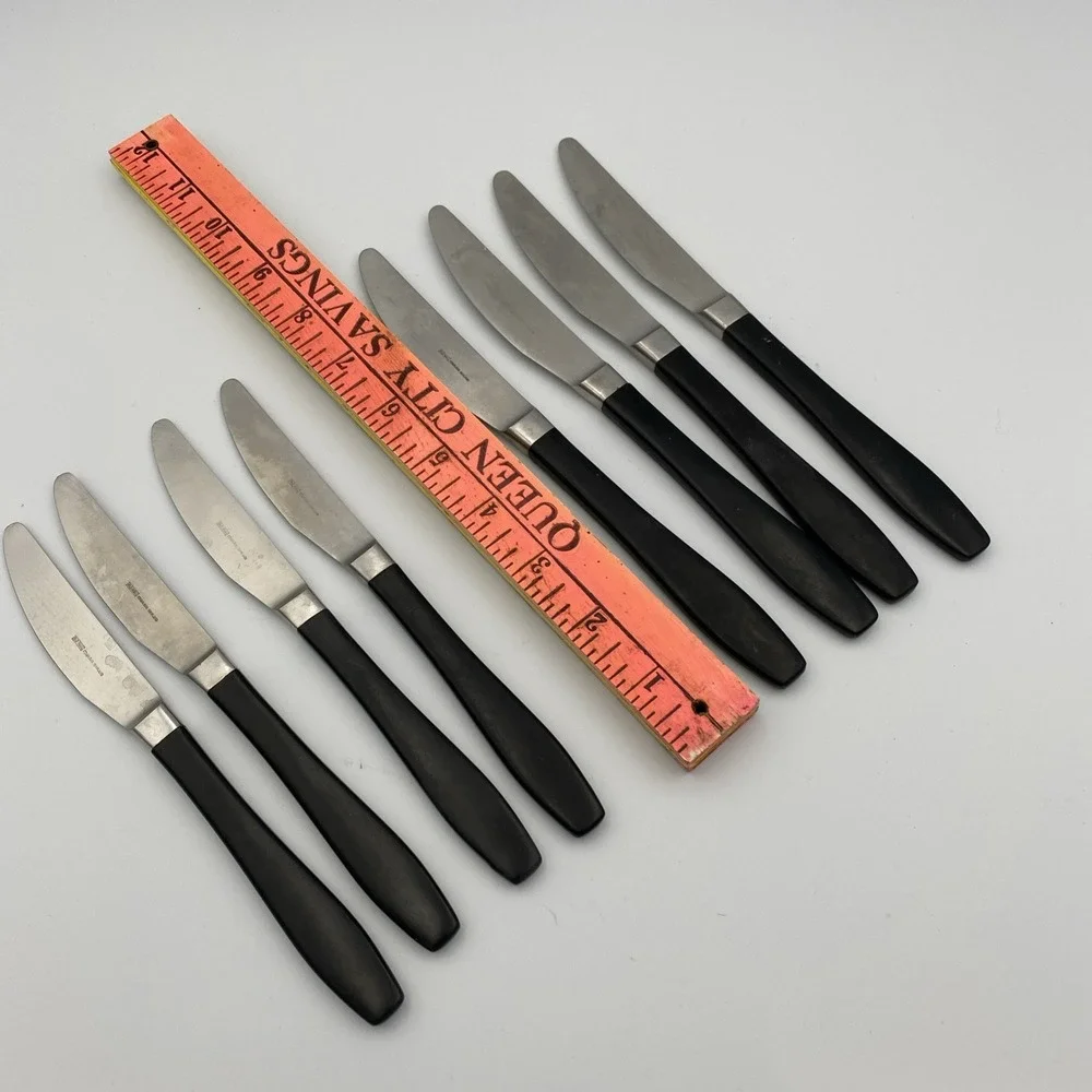 Old Hall‎ Stainless England Knive Set Of 8 - 2 Sizes Black Handle